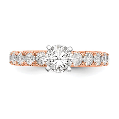 True Origin 14K Rose Gold 3/4 carat Lab Grown Diamond VS+ F+ Semi-Mount Peg Set Engagement Ring
