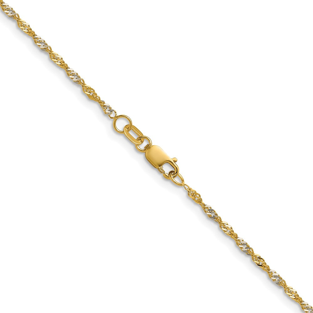 14K Yellow Gold with Rhodium 1.65mm Singapore 16 Inch Chain