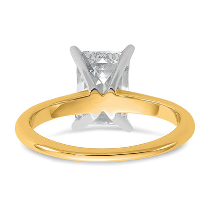 14K Two-Tone Gold Two-tone 2 1/2 carat Lab Grown Diamond VS+ F+ Emerald Solitaire Complete Engagement Ring