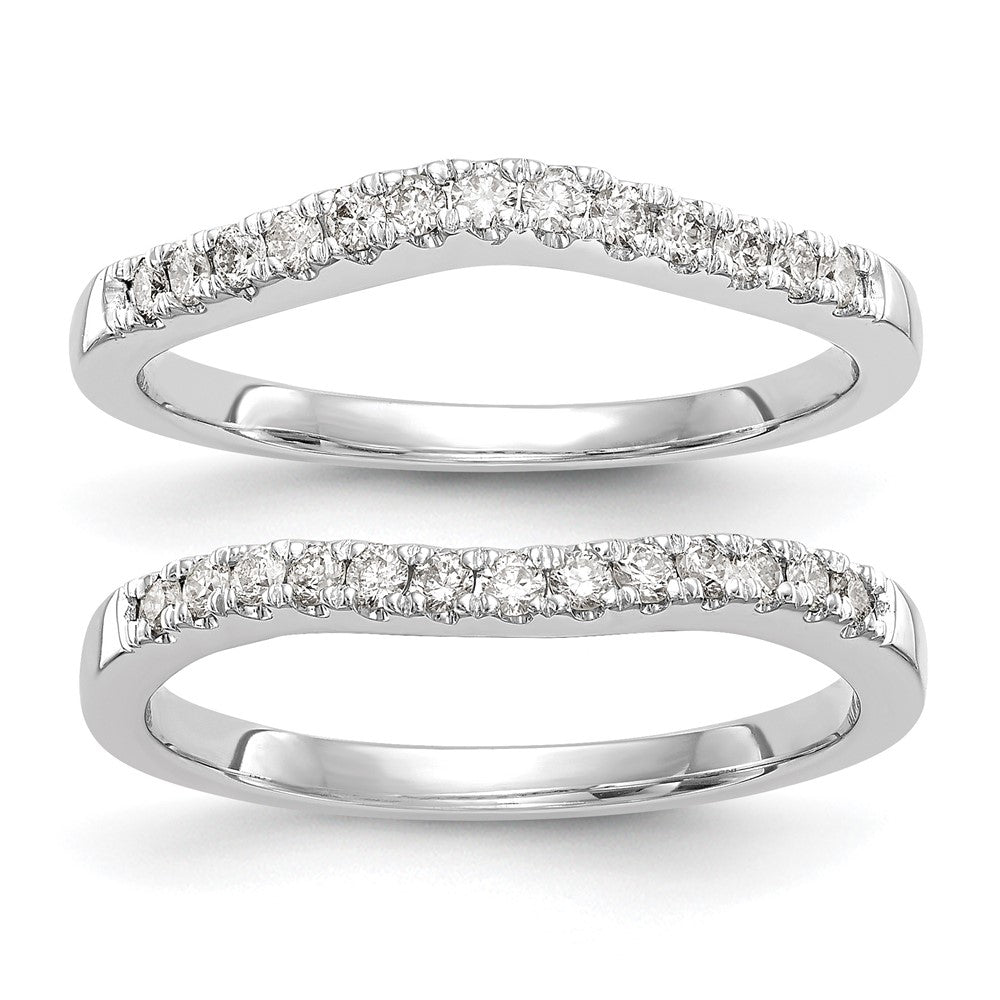 True Origin 14K White Gold 3/8 carat Lab Grown Diamond VS+ F+ Set of Two Complete Wedding Band Rings