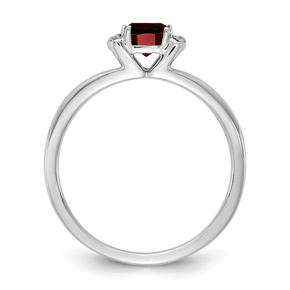 14K White Gold Polished Diamond and Garnet Fashion Ring