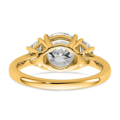 14K Yellow Gold 2 1/2 carat Certified Lab Grown Diamond VS/SI+ G+ Round Complete Three Stone Engagement Ring