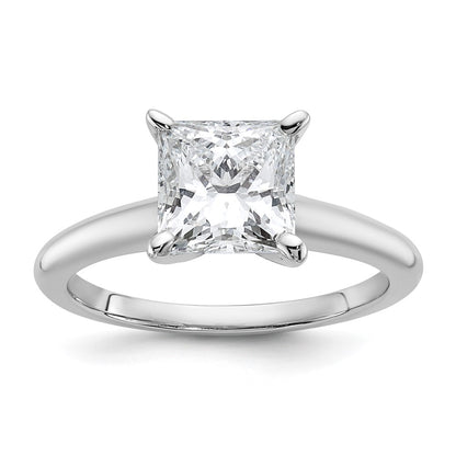 14K White Gold 2 carat Certified Lab Grown Diamond VS+ F+ Princess Complete Solitaire Engagement Ring