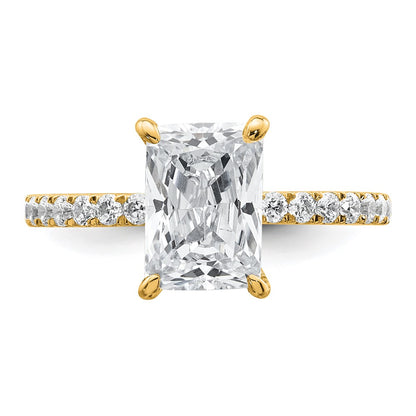 14K Yellow Gold 2 3/8 carat Certified Lab Grown Diamond VS+ F+ Radiant Complete Solitaire with Flair Engagement Ring