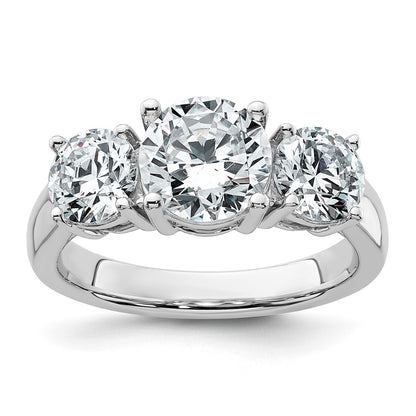 14K White Gold 3 carat Certified Lab Grown Diamond VS+ F+ Three Stone Complete Engagement Ring