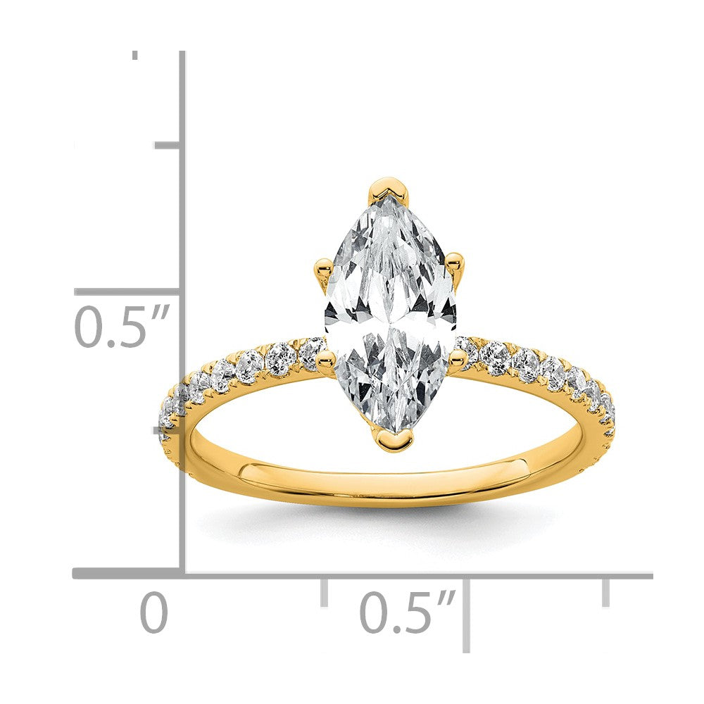 14K Yellow Gold 2 carat Certified Lab Grown Diamond VS/SI+ G+ Marquise Complete Solitaire with Flair Engagement Ring