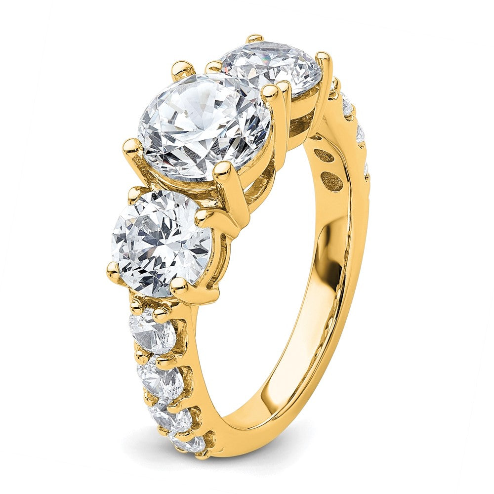 True Origin 14K Yellow Gold 4 carat Lab Grown Diamond VS+ F+ Complete Round Three Stone Ring