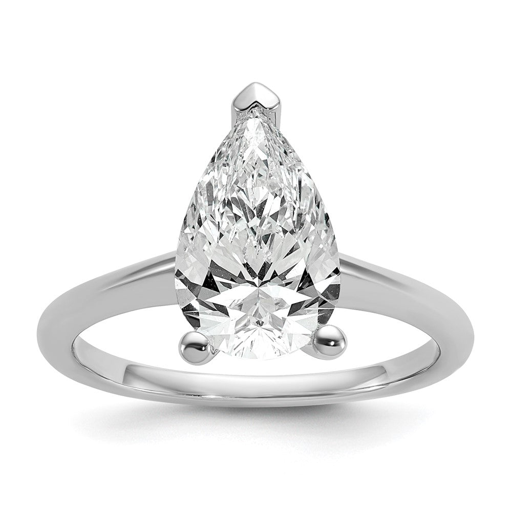 14K White Gold 2 1/2 carat Certified Lab Grown Diamond VS+ F+ Pear Solitaire Complete Engagement Ring