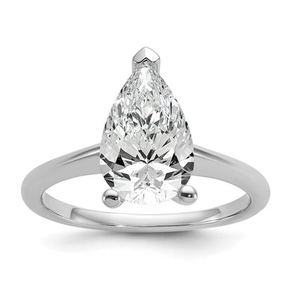 14K White Gold 2 1/2 carat Certified Lab Grown Diamond VS+ F+ Pear Solitaire Complete Engagement Ring