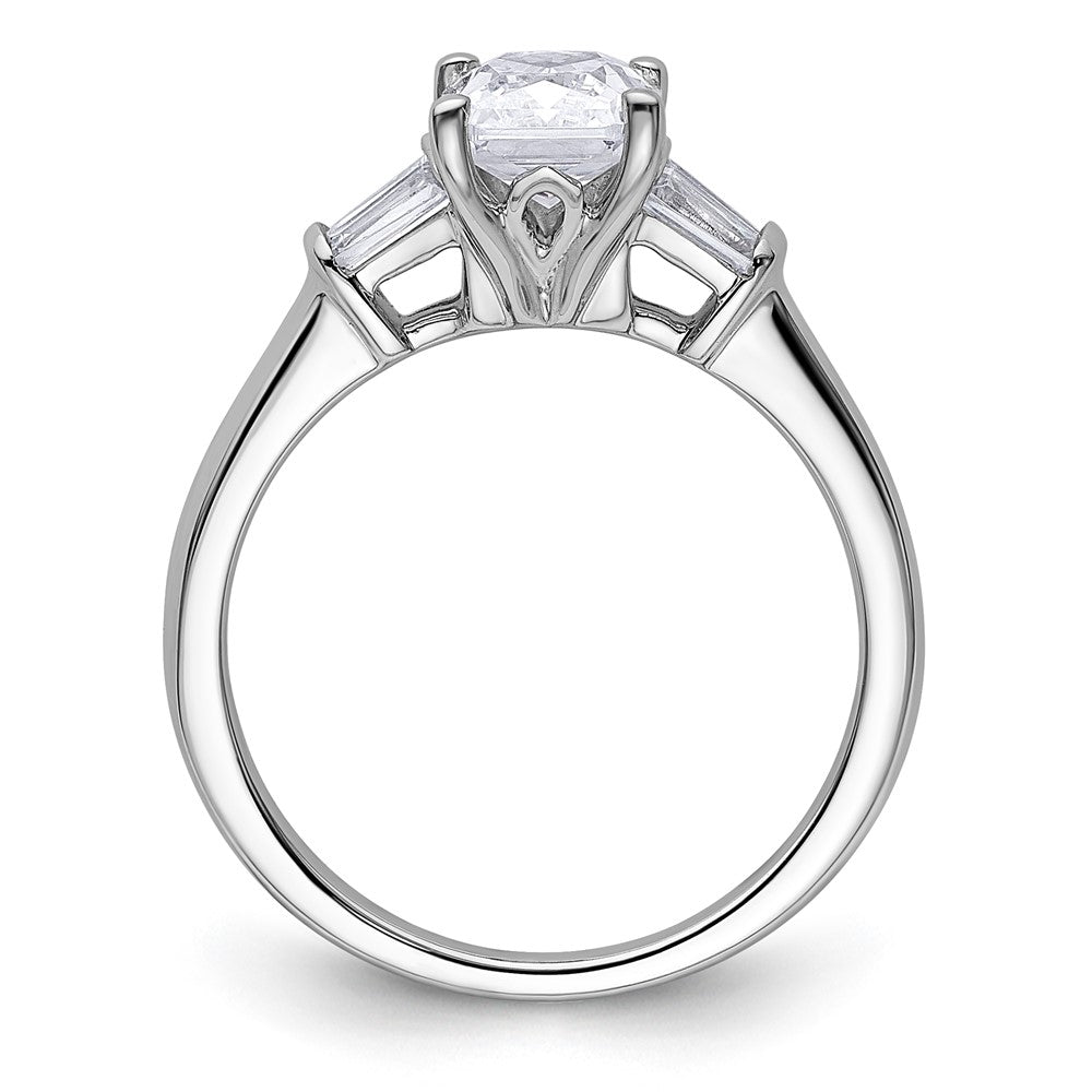 14K White Gold 3/8 carat Lab Grown Diamond VS+ F+ 1 1/2 carat Radiant Center Semi Mount Three Stone Engagement Ring