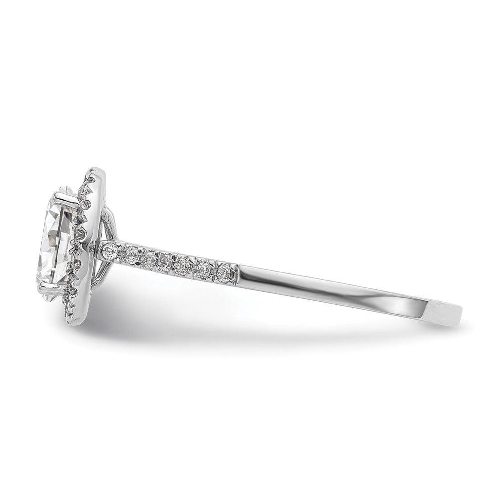 14K White Gold Halo (Holds 1 carat (7x5mm) Oval Center) 1/4 carat Diamond Semi-mount Engagement Ring