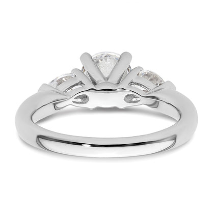 14K White Gold 3-Stone Peg Set Center Pear Diamond Semi-mount Engagement Ring