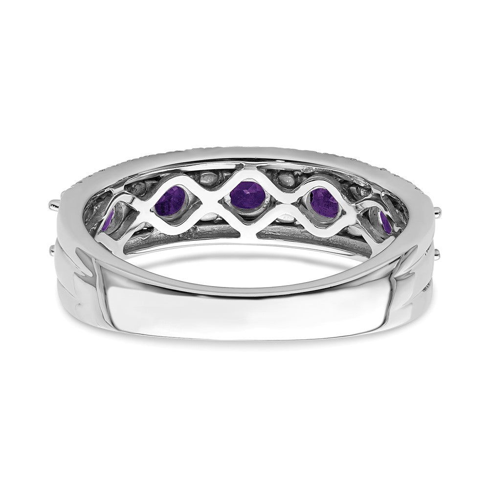 14K Yellow Gold Polished Amethyst and Diamond Ring