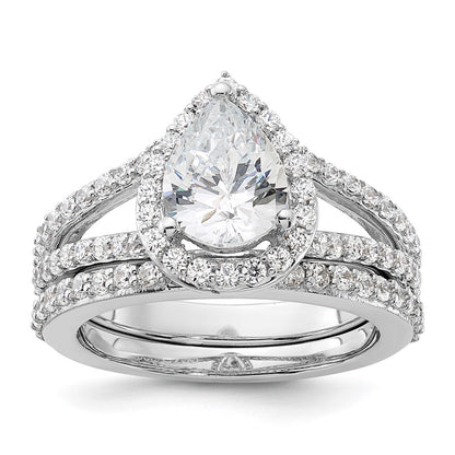True Origin 14K White Gold 5/8 carat Lab Grown Diamond VS+ F+ Semi-Mount Pear Halo Engagement Ring