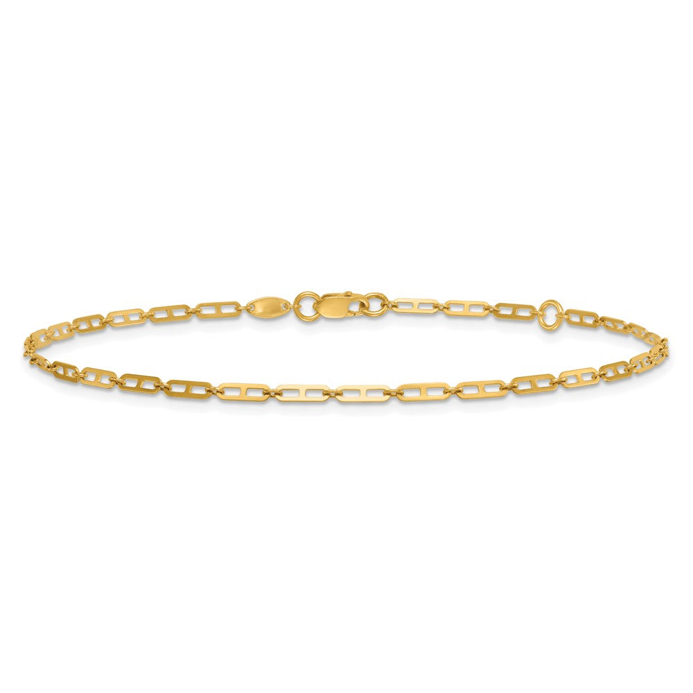 14K Yellow Gold Polished Anchor Link 9 Inch Plus 1 Inch Extender - Total 10 Inch Anklet