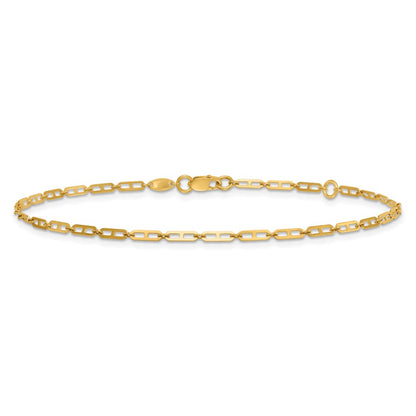 14K Yellow Gold Polished Anchor Link 9 Inch Plus 1 Inch Extender - Total 10 Inch Anklet