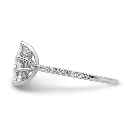 14K White Gold 1 3/8 carat Certified Lab Grown Diamond VS/SI+ G+ Marquise Complete Solitaire with Flair Engagement Ring