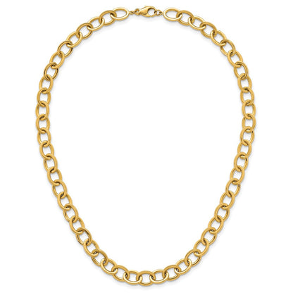 14K Yellow Gold Polished 9mm Round Cable Chain 18 Inch Necklace