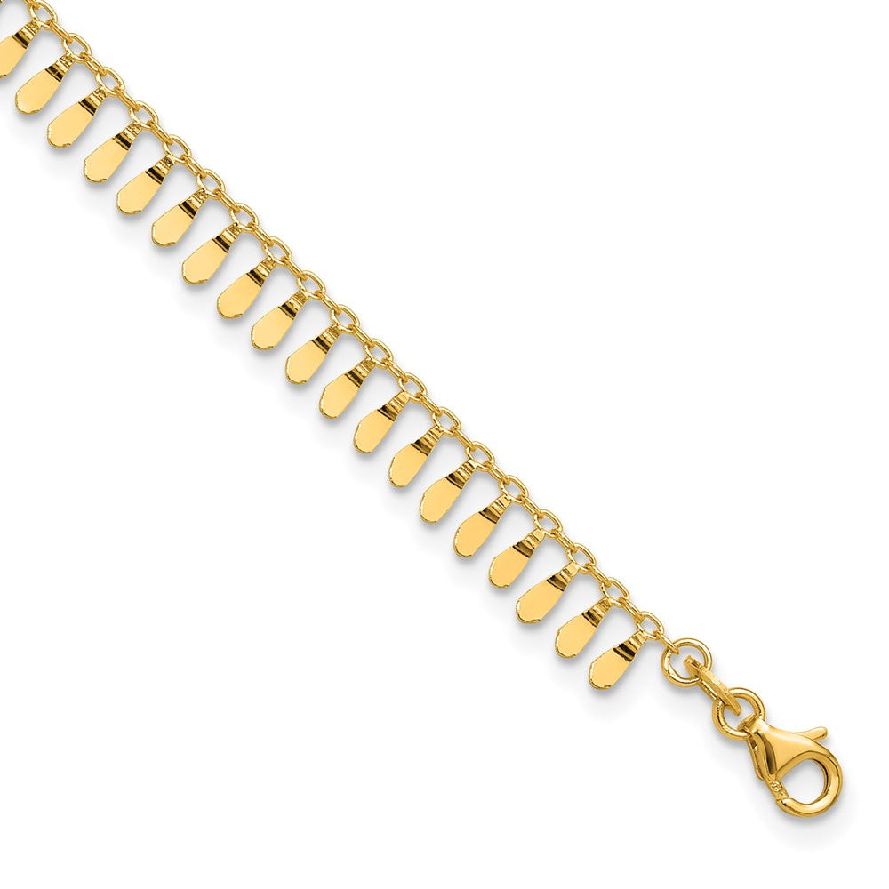 14K Yellow Gold Polished Fancy Dangles 9 Inch Plus 1 Inch Extender - Total 10 Inch Anklet