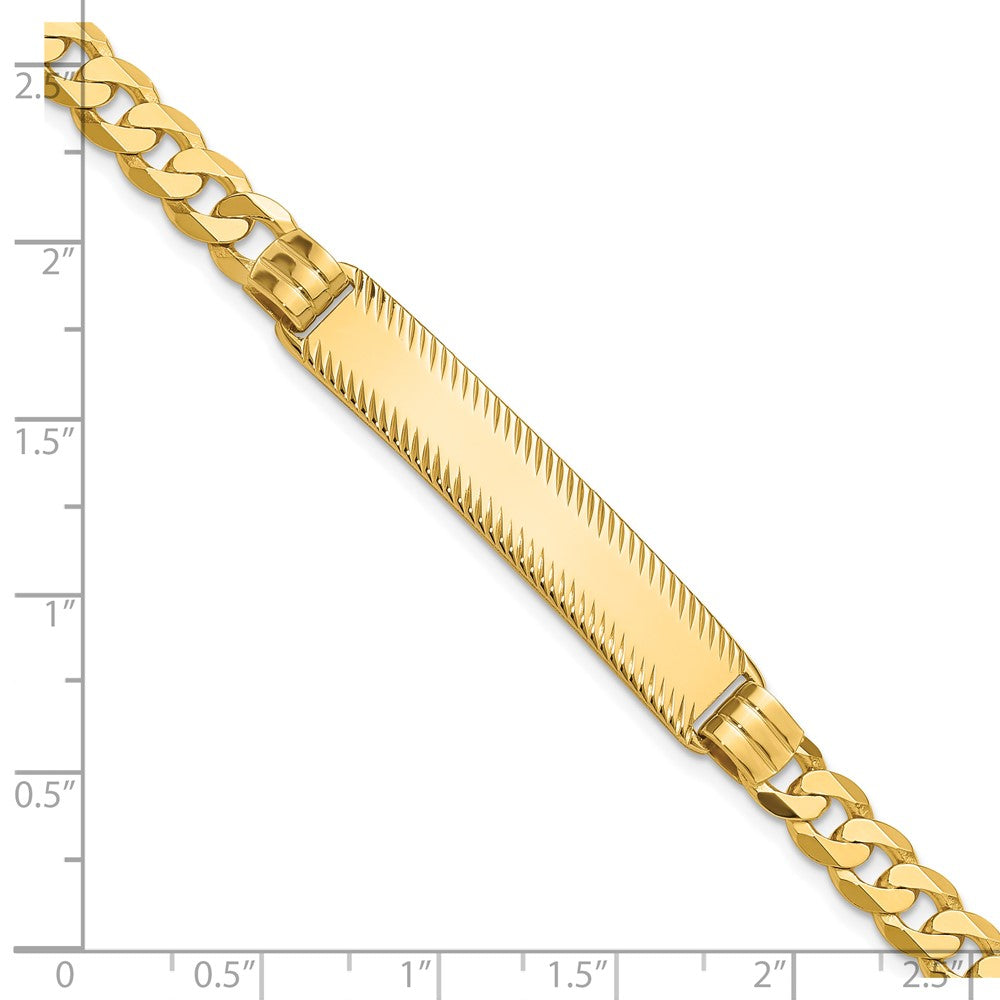 14K Yellow Gold Polished Solid Chain/Solid Plate Curb Link Diamond-cut 40x8mm Plate 7 Inch ID Bracelet