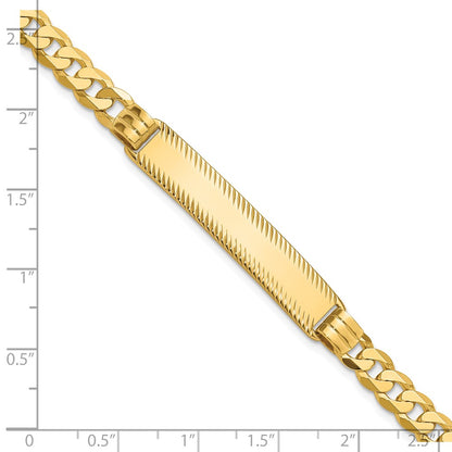 14K Yellow Gold Polished Solid Chain/Solid Plate Curb Link Diamond-cut 40x8mm Plate 7 Inch ID Bracelet