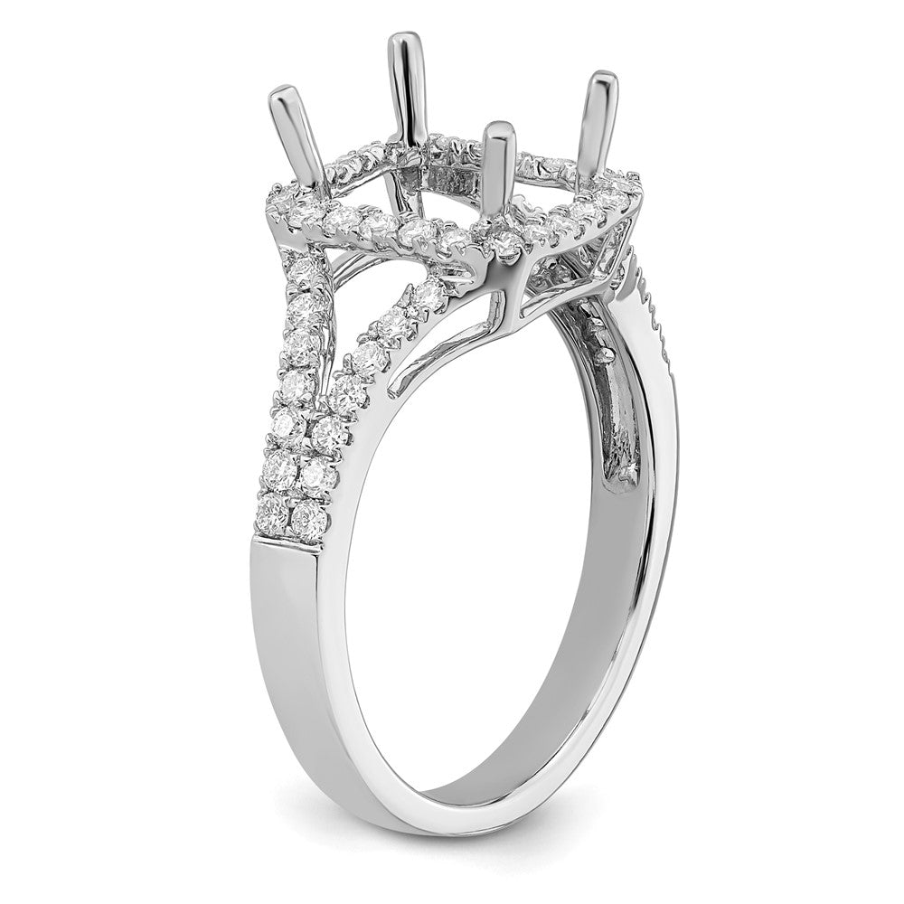 True Origin 14K White Gold 1/2 carat Lab Grown Diamond VS+ F+ Semi-Mount Emerald Halo Engagement Ring