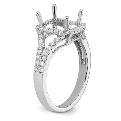 True Origin 14K White Gold 1/2 carat Lab Grown Diamond VS+ F+ Semi-Mount Emerald Halo Engagement Ring