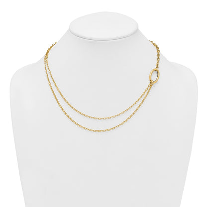 14K Yellow Gold Polished Oval Double Strand Cable Chain 18 Inch Necklace