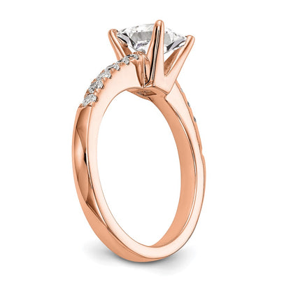 True Origin 14K Rose Gold 1/3 carat Lab Grown Diamond VS+ F+ Semi-Mount Emerald Engagement Ring
