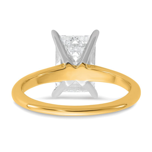 14K Two-Tone Gold Two-tone 3 carat Lab Grown Diamond VS+ F+ Emerald Solitaire Complete Engagement Ring
