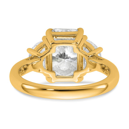 14K Yellow Gold 1 carat Lab Grown Diamond VS+ F+ Half Moon 3 carat Radiant Center Semi Mount Engagement Ring