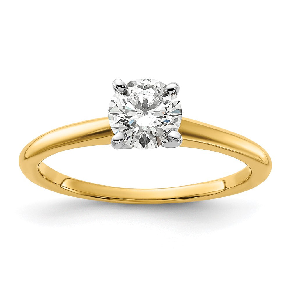 14K Two-Tone Gold 3/4 carat Certified Lab Grown Diamond VS+ F+ Round Complete Solitaire Engagement Ring