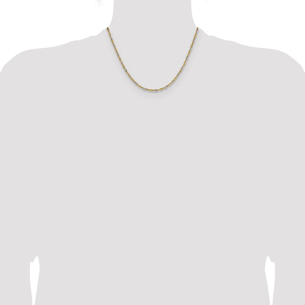 14K Yellow Gold with Rhodium 1.9mm Singapore 18 Inch Chain