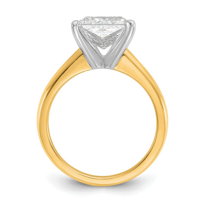 14K Two-Tone Gold Two-tone 3 carat Lab Grown Diamond VS+ F+ Princess Complete Solitaire Engagement Ring