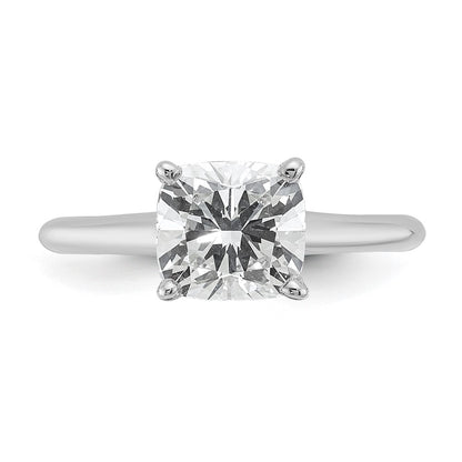 14K White Gold 2 carat Certified Lab Grown Diamond VS+ F+ Cushion Complete Solitaire Engagement Ring