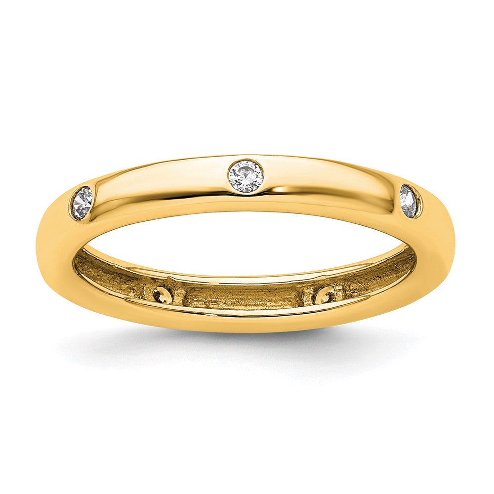 14K Yellow Gold Polished Size 4.5 Bezel-set 1/10 carat Diamond Complete Eternity Wedding Band Ring