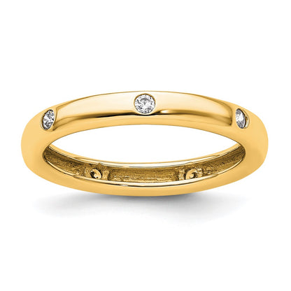 14K Yellow Gold Polished Size 4.5 Bezel-set 1/10 carat Diamond Complete Eternity Wedding Band Ring
