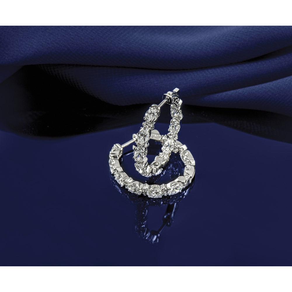 14K White Gold 5 carat Lab Grown Diamond VS/SI+ G+ Oval and Round Complete In and Out Hoop Earrings