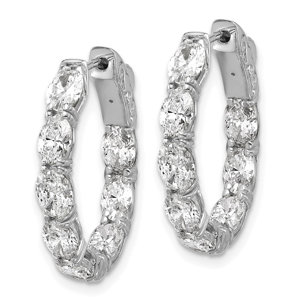 14K White Gold 4 carat Lab Grown Diamond VS+ F+ Oval and Round Complete In and Out Hoop Earrings