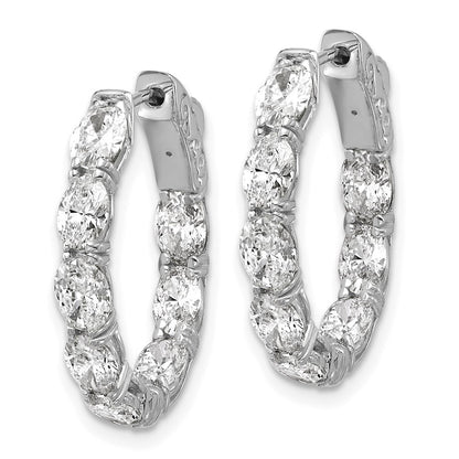 14K White Gold 4 carat Lab Grown Diamond VS+ F+ Oval and Round Complete In and Out Hoop Earrings