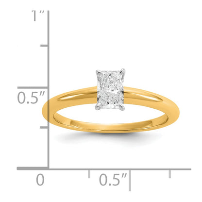 14K Two-Tone Gold Two-tone 1/2 carat Certified Lab Grown Diamond VS+ F+ Radiant Solitaire Complete Engagement Ring