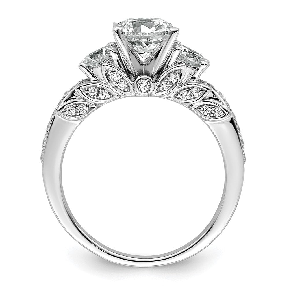 14K White Gold 1 3/4 carat Certified Lab Grown Diamond VS/SI+ G+ Round Complete Three Stone Engagement Ring