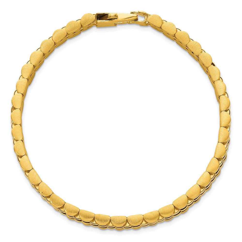 14k Yellow Gold Brushed and Polished Fancy Link 12mm Men's Chain Bracelet