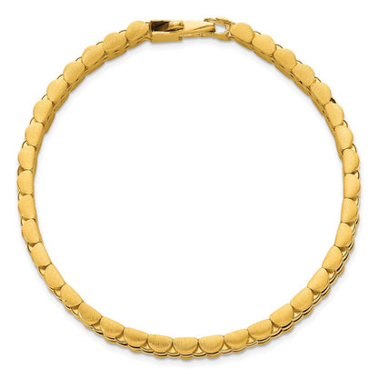 14k Yellow Gold Brushed and Polished Fancy Link 12mm Men's Chain Bracelet