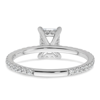 14K White Gold 1 1/3 carat Certified Lab Grown Diamond VS/SI+ G+ Radiant Complete Solitaire with Flair Engagement Ring