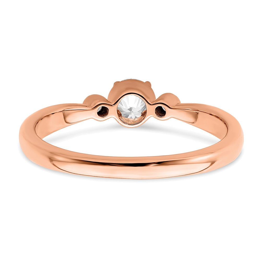 14K Rose Gold Beaded Edge Petite 3-Stone 1/4 carat Round Diamond Complete Promise/Engagement Ring