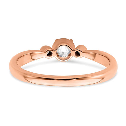 14K Rose Gold Beaded Edge Petite 3-Stone 1/4 carat Round Diamond Complete Promise/Engagement Ring