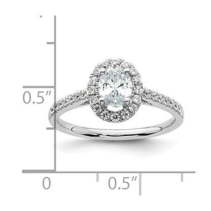 14K White Gold Halo Plus (Holds 1/2 carat (6.5x4.5mm) Oval Center) 1/3 carat Diamond Semi-Mount Engagement Ring