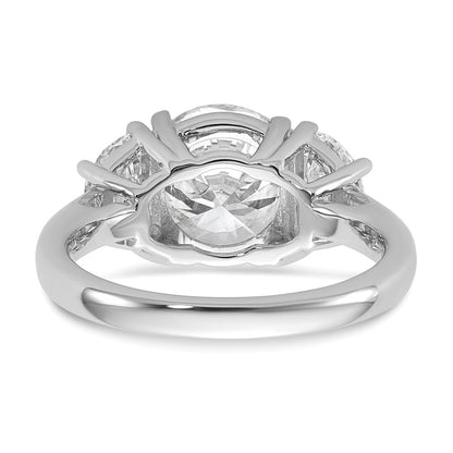 14K White Gold 1 carat Lab Grown Diamond VS/SI+ G+ 3 carat Center Round Semi Mount Three Stone Engagement Ring