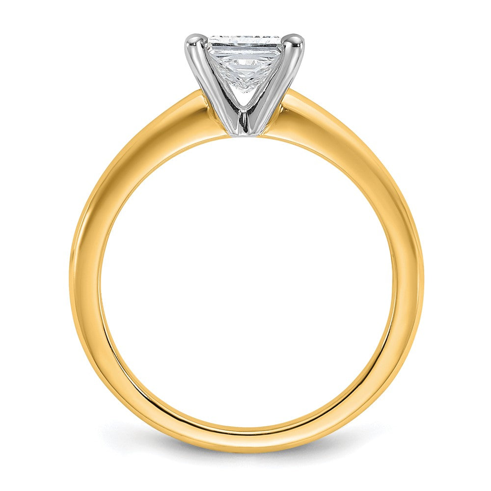 14K Two-Tone Gold Two-tone 1 carat Certified Lab Grown Diamond VS+ F+ Princess Complete Solitaire Engagement Ring